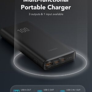 VEGER T100 nešiojamasis įkroviklis Ličio-jonų (Li-Ion) 20000 mAh Juoda - Image 2