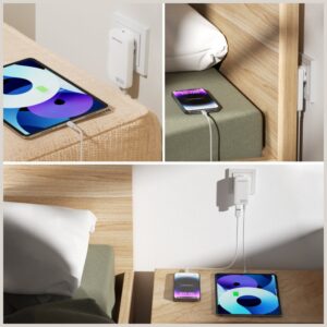 Sieninis įkroviklis 4smarts FlatPlug Slim Dual 45W GaN 2xUSB-C baltas - Image 3