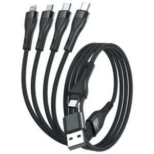 USB-C/USB-A laidas 4smarts 4in1 1.2m juodas - Image 2