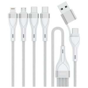 USB-C/USB-A laidas 4smarts 4in1 1.2m baltas