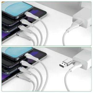 USB-C/USB-A laidas 4smarts 4in1 1.2m baltas - Image 3