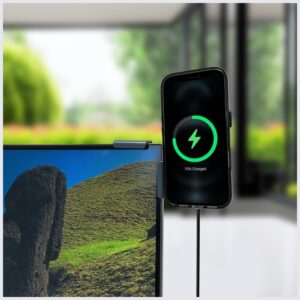 Magnetinis laikiklis 4smarts Screen Mount Qi2 monitoriaus laikiklis išmaniajam telefonui, pilkas - Image 5