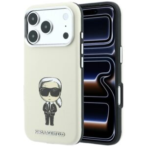 Dėklas Karl Lagerfeld Smooth Ikonik Sketch MagSafe, skirtas iPhone 18 Pro Max / 17 Pro Max, smėlio spalvos