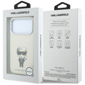 Dėklas Karl Lagerfeld Smooth Ikonik Sketch MagSafe, skirtas iPhone 18 Pro Max / 17 Pro Max, smėlio spalvos - Image 8
