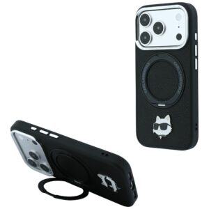 Dėklas Karl Lagerfeld su 360° žiediniu stovu Choupette Head Pin MagSafe, skirtas iPhone 18 Pro Max / 17 Pro Max - Image 1