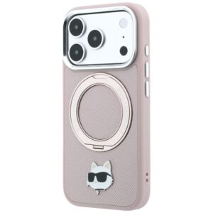 Dėklas Karl Lagerfeld su žiediniu stovu 360 Choupette Head Pin MagSafe, skirtas iPhone 18 Pro / 17 Pro, rožinis - Image 2