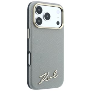 Dėklas Karl Lagerfeld Saffiano Small Script Metal Logo MagSafe, skirtas iPhone 18 Pro / 17 Pro, smėlio spalvos - Image 4