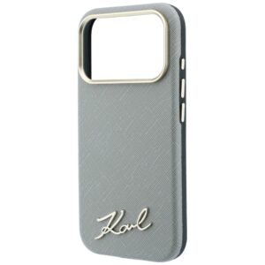Dėklas Karl Lagerfeld Saffiano Small Script Metal Logo MagSafe, skirtas iPhone 18 Pro Max / 17 Pro Max, smėlio spalvos - Image 6