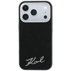 Dėklas Karl Lagerfeld Saffiano Small Script Metal Logo MagSafe, skirtas iPhone 18 Pro / 17 Pro, juodas - Image 3