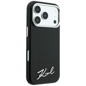 Dėklas Karl Lagerfeld Saffiano Small Script Metal Logo MagSafe, skirtas iPhone 18 Pro / 17 Pro, juodas - Image 4
