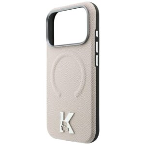 Dėklas Karl Lagerfeld Grained Embossed Ring&Kameo Logo MagSafe, skirtas iPhone 18 Pro Max/17 Pro Max, smėlio spalvos - Image 6