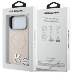 Dėklas Karl Lagerfeld Grained Embossed Ring&Kameo Logo MagSafe, skirtas iPhone 18 Pro Max/17 Pro Max, smėlio spalvos - Image 8