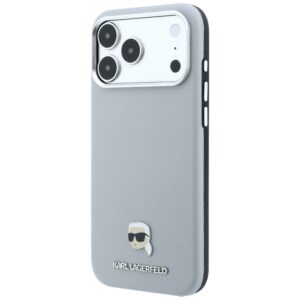 Dėklas Karl Lagerfeld Grained Karl Head Metal MagSafe, skirtas iPhone 18 Pro / 17 Pro, pilkas - Image 2