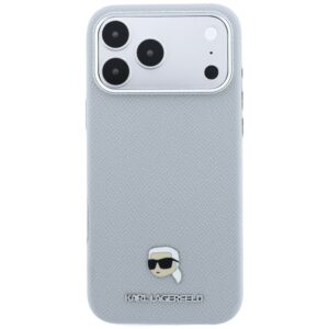 Dėklas Karl Lagerfeld Grained Karl Head Metal MagSafe, skirtas iPhone 18 Pro / 17 Pro, pilkas - Image 3