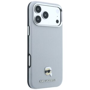 Dėklas Karl Lagerfeld Grained Karl Head Metal MagSafe, skirtas iPhone 18 Pro / 17 Pro, pilkas - Image 4