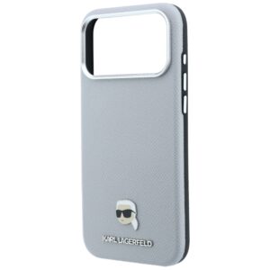 Dėklas Karl Lagerfeld Grained Karl Head Metal MagSafe, skirtas iPhone 18 Pro / 17 Pro, pilkas - Image 6