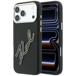 Dėklas Karl Lagerfeld Smooth Big Resin Signature Logo, skirtas iPhone 18 Pro Max / iPhone 17 Pro Max, juodas
