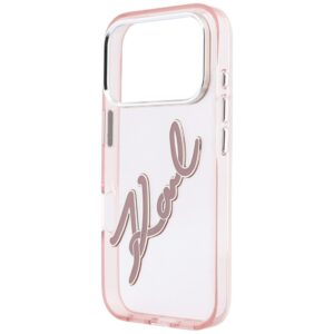 Dėklas Karl Lagerfeld IML Big Signature Resin Metal Frame, skirtas iPhone 18 Pro Max / 17 Pro Max, rožinis - Image 6