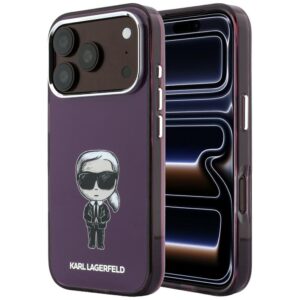 Karl Lagerfeld IML Ikonik Sketch Print MagSafe dėklas, skirtas iPhone 18 Pro / 17 Pro, bordo spalvos
