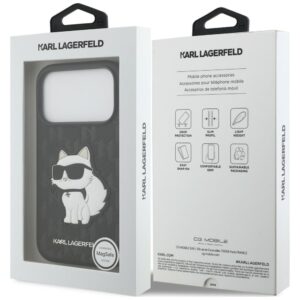 Karl Lagerfeld Saffiano Mono Patch Choupette dėklas, skirtas iPhone 18 Pro / 17 Pro, juodas - Image 8