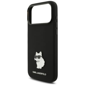 Karl Lagerfeld Silicone Choupette Metal Pin dėklas, skirtas iPhone 18 Pro Max / 17 Pro Max, juodas - Image 6