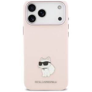 Karl Lagerfeld Silicone Choupette Metal Pin dėklas, skirtas iPhone 18 Pro Max / 17 Pro Max, rožinis - Image 3