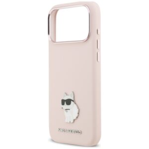 Karl Lagerfeld Silicone Choupette Metal Pin dėklas, skirtas iPhone 18 Pro Max / 17 Pro Max, rožinis - Image 6