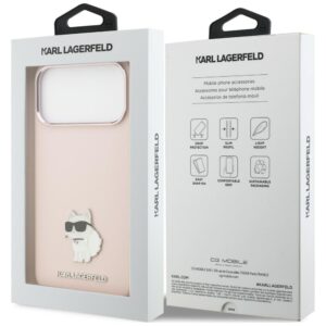 Karl Lagerfeld Silicone Choupette Metal Pin dėklas, skirtas iPhone 18 Pro Max / 17 Pro Max, rožinis - Image 8