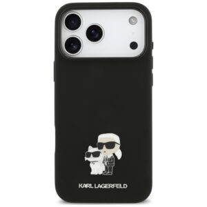 Dėklas Karl Lagerfeld Silicone Karl&Choupette Metal Pin, skirtas iPhone 18 Pro Max / 17 Pro Max, juodas - Image 3