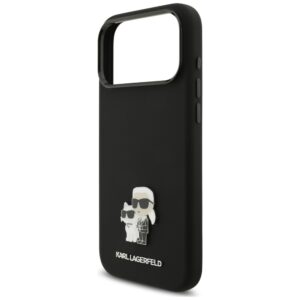 Dėklas Karl Lagerfeld Silicone Karl&Choupette Metal Pin, skirtas iPhone 18 Pro Max / 17 Pro Max, juodas - Image 6