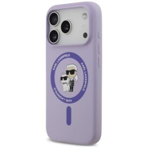 Karl Lagerfeld Silicone Karl&Choupette Ring MagSafe dėklas, skirtas iPhone 18 Pro / 17 Pro, violetinis - Image 2