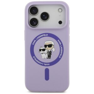 Karl Lagerfeld Silicone Karl&Choupette Ring MagSafe dėklas, skirtas iPhone 18 Pro / 17 Pro, violetinis - Image 3