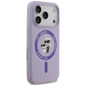 Karl Lagerfeld Silicone Karl&Choupette Ring MagSafe dėklas, skirtas iPhone 18 Pro / 17 Pro, violetinis - Image 4