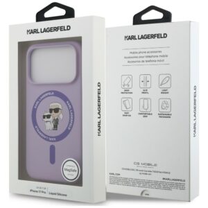 Karl Lagerfeld Silicone Karl&Choupette Ring MagSafe dėklas, skirtas iPhone 18 Pro / 17 Pro, violetinis - Image 8