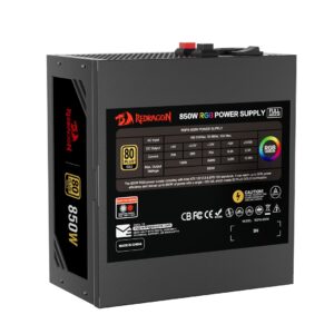 REDRAGON GC-PS007-1-V2 850W 80 Plus Gold LED maitinimo blokas Juoda - Image 1