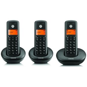 Motorola E203 belaidžių fiksuoto ryšio telefonų komplektas, 3 vnt., juodas