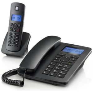 Motorola C4201 belaidžių laidinių telefonų komplektas, juodas, 2 vnt.