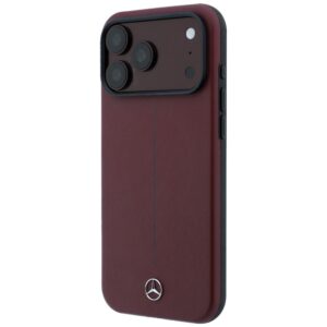 Dėklas Mercedes Leather Semi Wrap Iconic Line MagSafe, skirtas iPhone 18 Pro / 17 Pro, bordo spalvos - Image 2