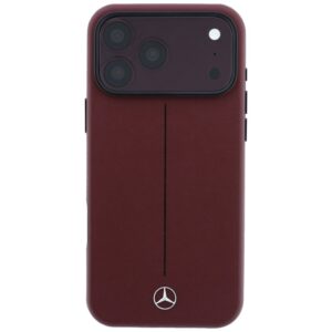Dėklas Mercedes Leather Semi Wrap Iconic Line MagSafe, skirtas iPhone 18 Pro / 17 Pro, bordo spalvos - Image 3