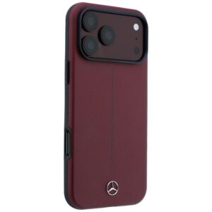 Dėklas Mercedes Leather Semi Wrap Iconic Line MagSafe, skirtas iPhone 18 Pro / 17 Pro, bordo spalvos - Image 4