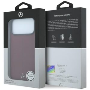 Dėklas Mercedes Leather Semi Wrap Iconic Line MagSafe, skirtas iPhone 18 Pro / 17 Pro, bordo spalvos - Image 8