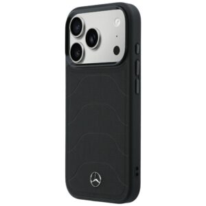 Dėklas Mercedes Leather Mesh with Bow Line MagSafe, skirtas iPhone 18 Pro Max / 17 Pro Max, juodas - Image 2