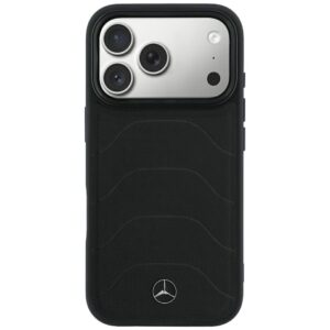 Dėklas Mercedes Leather Mesh with Bow Line MagSafe, skirtas iPhone 18 Pro Max / 17 Pro Max, juodas - Image 3