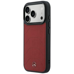 Dėklas Mercedes Leather Mesh with Bow Line MagSafe, skirtas iPhone 18 Pro Max / 17 Pro Max, bordo spalvos - Image 2