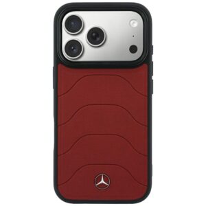 Dėklas Mercedes Leather Mesh with Bow Line MagSafe, skirtas iPhone 18 Pro Max / 17 Pro Max, bordo spalvos - Image 3