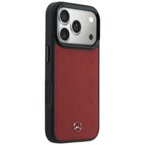 Dėklas Mercedes Leather Mesh with Bow Line MagSafe, skirtas iPhone 18 Pro Max / 17 Pro Max, bordo spalvos - Image 4
