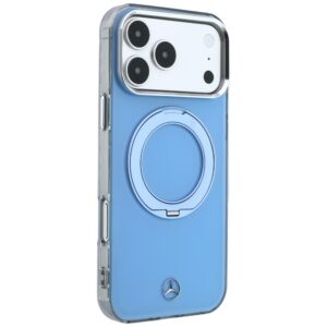 Mercedes dėklas su žiediniu stovu ir ikoniniu logotipu MagSafe, skirtas iPhone 18 Pro / 17 Pro, mėlynas - Image 4