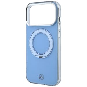 Mercedes dėklas su žiediniu stovu ir ikoniniu logotipu MagSafe, skirtas iPhone 18 Pro / 17 Pro, mėlynas - Image 6