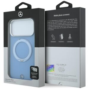 Mercedes dėklas su žiediniu stovu ir ikoniniu logotipu MagSafe, skirtas iPhone 18 Pro / 17 Pro, mėlynas - Image 8