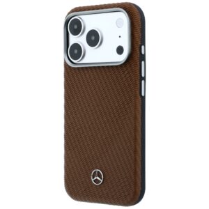 Dėklas Mercedes Leather Semi Wrap Wood Effect MagSafe, skirtas iPhone 18 Pro Max / 17 Pro Max, kupranugario spalvos - Image 2